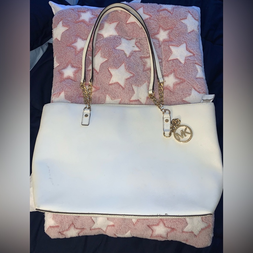 Michael Kors Jet Set White Patent Leather Tote